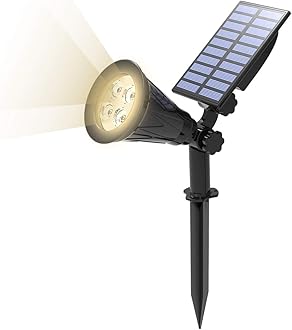 T-SUNLED Solar Spotlights, Super Bright 250LM Outdoor Security Garden Landscape Lamps, Natural White 4000K, Auto On/Off, 180°Angle Adjustable for Patio,Tree,Deck,Wall,Pool AreaGlobal Recycled StandardGlobal Recycled StandardGlobal Recycled Standard