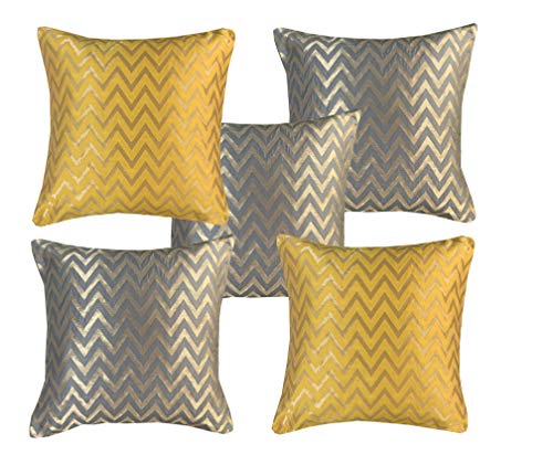 Image of Pink parrot- Polyester Jacquard dopian Silk Cushion Cover 12x12 inch-Set 5 pcs