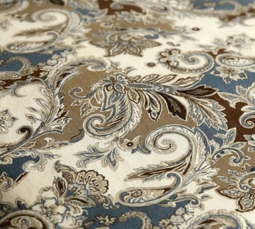 Image of DECOMIZER XL Microfiber Soft Cotton Queen Bedsheet for Double Bed, Queen Size 90 Inches X 100 Inches, 230 X 250 cm with 2 Large Size Pillow Covers - CaramelPaisley