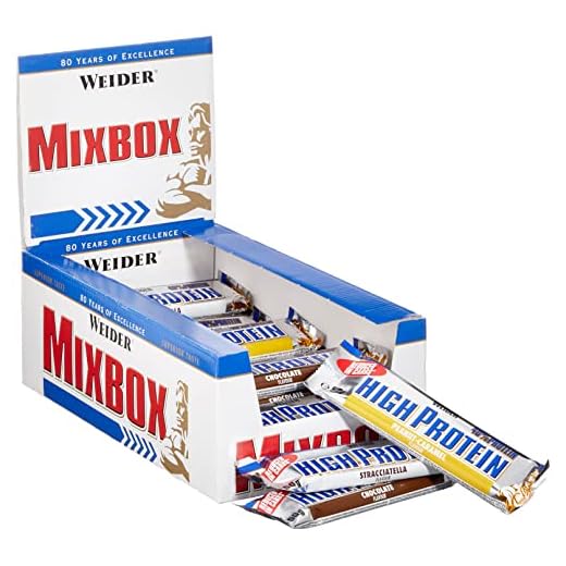 Weider Low Carb High Protein Eiweißriegel, Mix-Box in den Sorten Schokolade, Stracciatella und Erdnuss-Karamell, 24 Stück pro Box, Fitness & Bodybuilding, 24 x 50 g