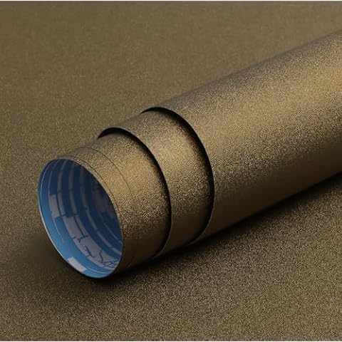 Timeet Wallpaper Peel and Stick Wallpaper Golden Brown Wallpaper 15.74"x393.7" Matte Brown Wallpaper Self Adhesive Removable Wallpaper for Cabinets Wall Covering Cover