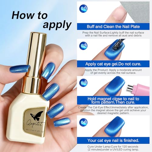Esmalte de gel cat eye 5 en 1 azul 15 ml miniatura 5