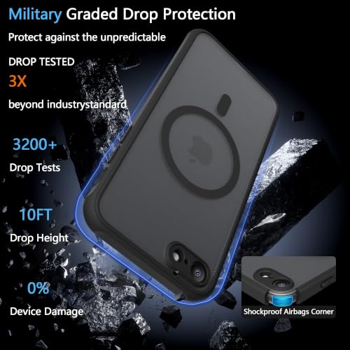 Image of for iPhone SE 3rd & 2nd Gen & 8 /7 Case [Compatible with Magsafe] Translucent Matte Phone Cover, [10 FT Military Grade Drop Protection] Slim Durable (Black Magnetic, iPhone SE2 /SE3 /8 /7)