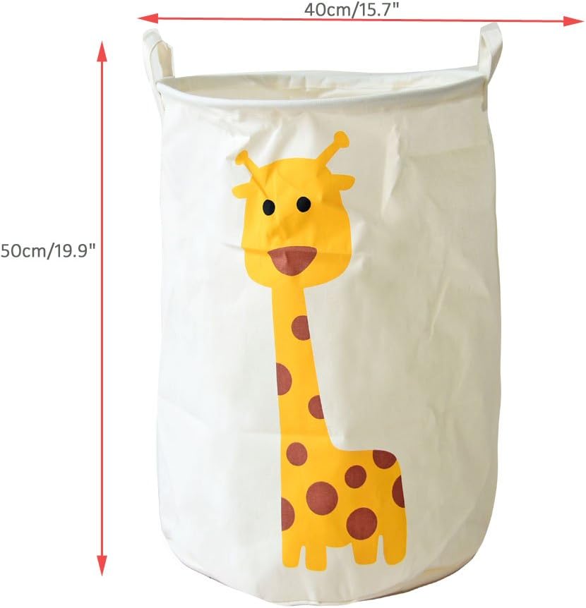 DuShow Cartoon Animals Large Size Laundry Basket Dirty Clothes Storage Basket Waterproof Cartoon Foldable (Giraffe)