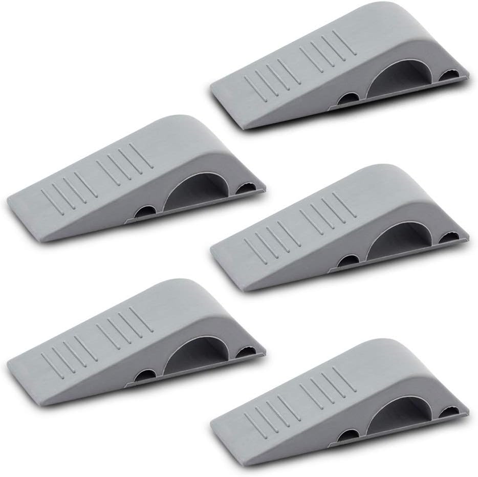 Door Stopper, Strong and Flexible Premium Grey Rubber Door Stop Wedge Non-Toxic Odorless Doorstops (5 Pack)