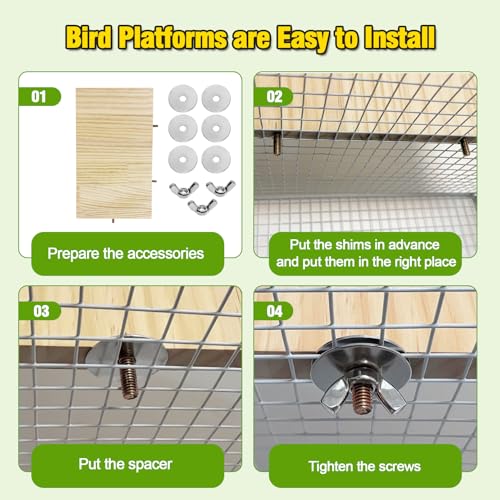 Image of 2PCS 13.8x7.9 inches Large Bird Perch Stand Wooden Parakeet Stand Platform Parrot Cage Accessories Rectangle Corner Stand Perch Shelf for Budgie Cockatiel Conure Macaw African Grey Chinchilla