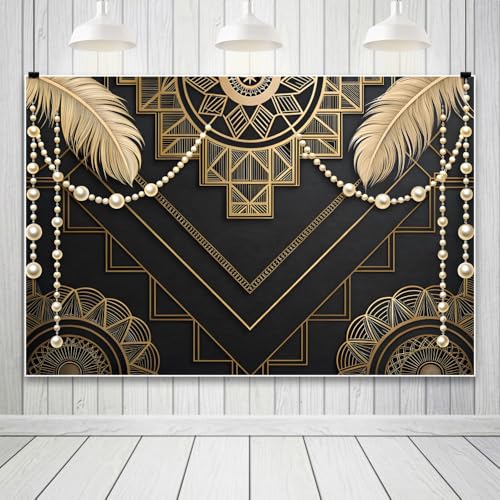 Fondo fotográfico Leowefowa 10x8ft negro y dorado miniatura 3
