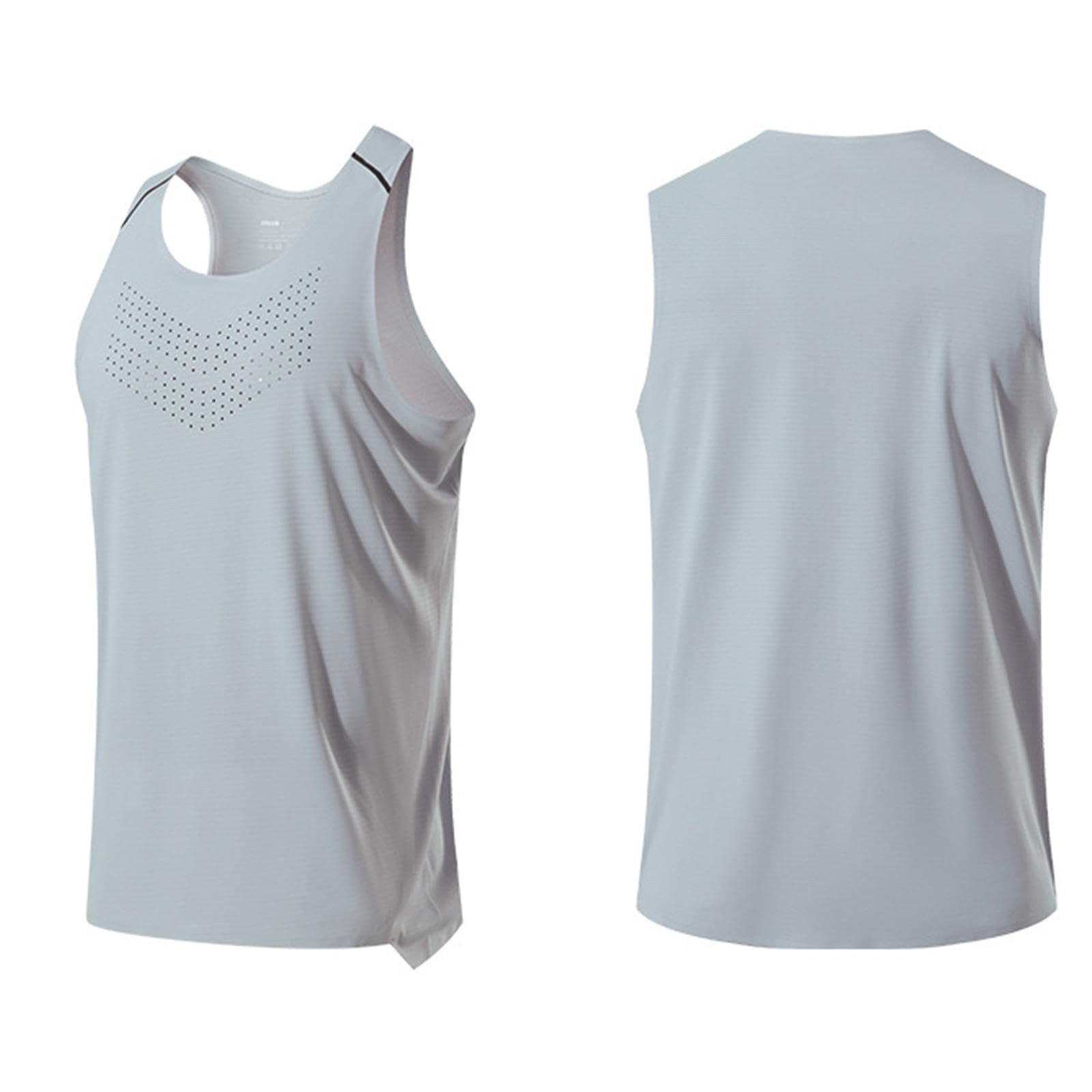 Da Uomo, Allenamento, Magliette Senza Maniche per Uomo, Fitness, Ad Asciugatura Rapida, Maglietta Sportiva Da Corsa, Grigio argento M