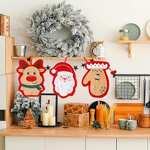 Gukasxi 3 Pezzi di Natale Asciugamani Ricamati di