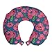 ABAKUHAUS Botánico Cojín de Viaje para Soporte de Cuello, Rural Amapola Flores Bud, de Espuma con Memoria y Funda Estampada, 30x30 cm, Rosa Violeta Azul Verde