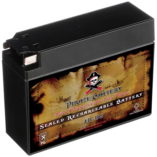 Image of Pirate Battery YTX4B-BS 12 V 40 CCA AGM - Maintenance-Free 2 Ah Battery for Scooter, Pocket Bike, Mini ATV - Tab Terminal - Fits Yamaha Zuma 50, Honda Metropolitan, Razor Pocket Mod