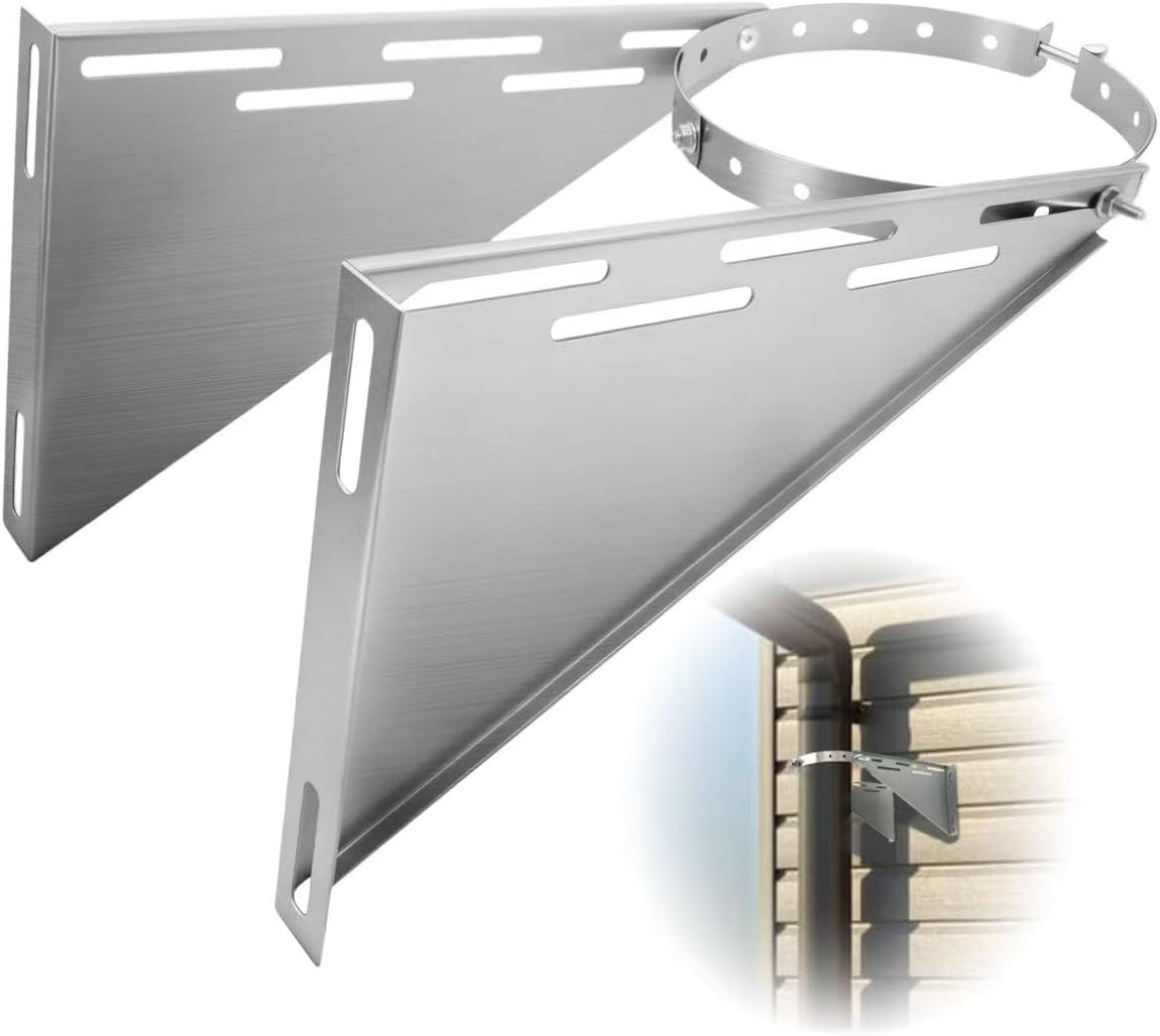 8 Inch Adjustable Chimney Pipe Support Bracket, Stove Pipe Holder for 6" (8" O.D.) Double Wall Chimney Pipe, Wall Mount Support for Fireplace Vent Pipes