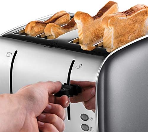 Russell Hobbs 28364 Stainless Steel Toaster, 4 Slice with Variable Browning Settings and Removable Crumb Trays, Grey