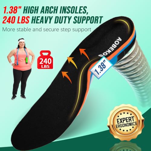 Image of Plantar Fasciitis Relief Insoles Men Women High Arch Support Shoe Inserts,240+lbs Comfort EVA Orthotics Insert Absorb Shock Work Boot Shoe Insole for Flat Feet, Pronation, Heel & Foot Pain