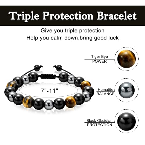 sereney triple protection birthday bracelet for men handmade 9 10 11 12 13 15 16 18 21 30 40 50 60 year old birthday gift for him as happy birthday id bracelets for boys son grandson dad man
