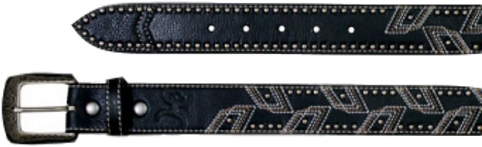 HOOey Western Belt Mens Embroidery Spots Leather 36 Black Tan 1652BE2