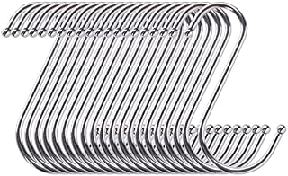 20 PCS S Hanging Hooks Metal S Hooks for Hanging Pots and Pans Plants Stainless Steel Heavy Duty S Shaped Hanging Hooks Hangers for Kitchen Bathroom Bedroom Office