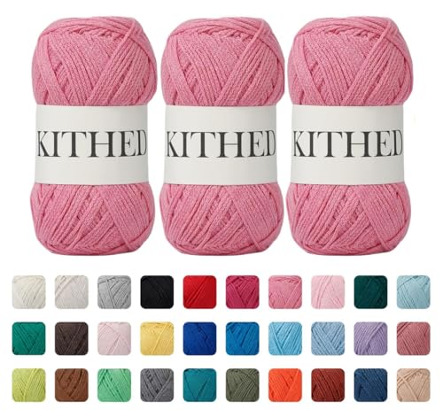 Image of Cotton Yarn,10.5oz,526yard,3 Pack ,Soft Yarn for Crocheting and Knitting (07 Pink)