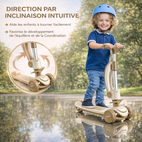 Tricycle bébé évolutif de 2 à 10 ans ajustable et pliable en PU