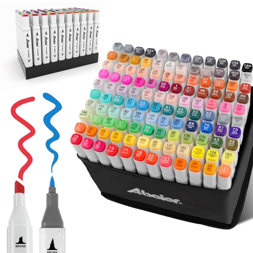 Rotulador de 120 Colores, Marcadores Manga Creativos Rotuladores Alcohol Doble Punta,Alcohol de Marker Pen, Graffiti para Principiantes Set para Adulto Dibujar, Colorear, Renderizar, Esbozar, Ilustrar