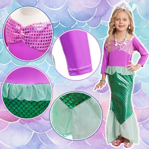 Disfraz completo de sirena para niñas 2-8 años miniatura 5