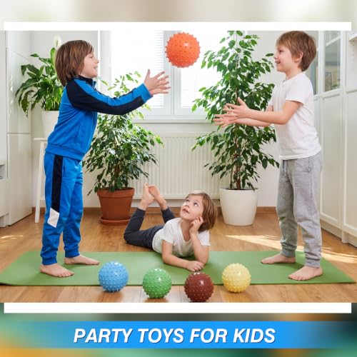 Junkin 100 Pack Knobby Balls Bulk 5.5" Soft Bouncy Ball Bulk for Toddlers Sensory Toy with Air Pump Plastic Inflatable Spiky Massage Stress Fidget Toy for Playground School Party Play(Macaron Color) - Image 6