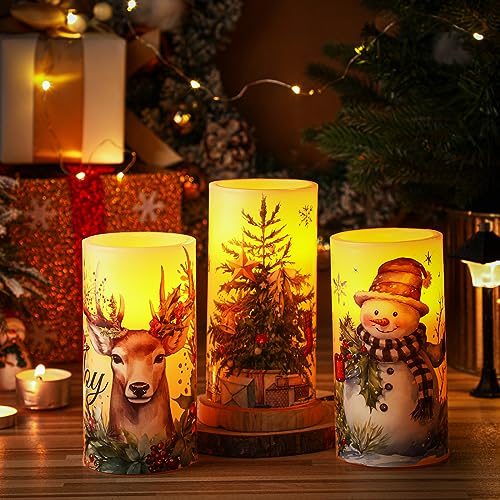 Roceei ROCEEI-HALLOWEEN FLICKERING CANDLES-3 3 Pcs Christmas Flameless Candles Christmas Led Candles Xmas Battery Operated Candles Flickering Real Wax Decorations thumb #2