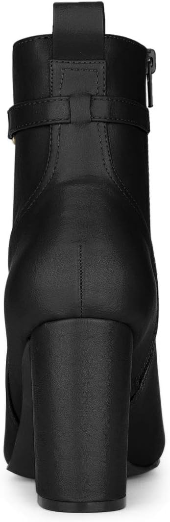 Allegra K Women's Pointed Toe Chunky High Heels Ankle Boots