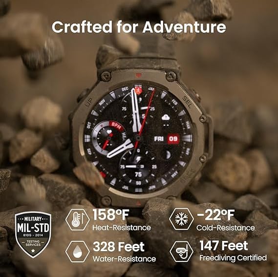 Relógio T-Rex 3 Aço inoxidável, Robusto 48mm, AMOLED, Gps e Maps gratuitos, Longa Bateria, 328 Pés Resistente à Água, 170 Modos de Esportes e Fitness, Original com Nfe e garantia - Preto Relógio T-Rex 3 Aço inoxidável, Robusto 48mm, AMOLED, Gps e Maps gratuitos, Longa Bateria, 328 Pés Resistente à Água, 170 Modos de Esportes e Fitness, Original com Nfe e garantia - Preto