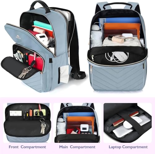 Image of MATEIN 15.6 Laptop Backpack, Slim Backpacks for Women with Luggage Strap