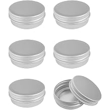 6 Pcs 1 Oz Aluminum Tin Cans, Screw Top Aluminum Tin Jar, Round Tin Travel Cosmetic Containers, 30ml Aluminums Tin Jar Refillable Containers for Storing Spice, Candie, Cream, Makeup Cosmetic
