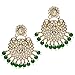 Aheli Indian Wedding Kundan Beaded Heavy Bridal Long Choker Necklace Earrings with Maang Tikka Traditional Jewellery Set for Women (Green)