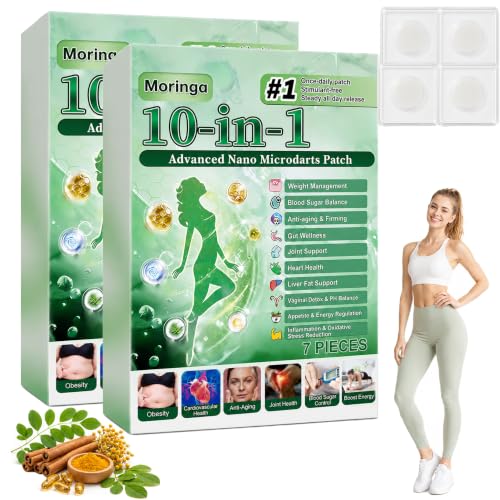 Weight Loss Patches Moringa 10-IN-1 Advanced Nano Microneedle Patch 2026 New Natural Slimming Patches Wellness Management Patch for Women and Men Gentle Soothing Suitable for All Skin Types (2 Pack)