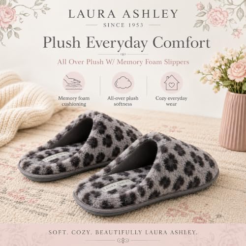 Image of Laura Ashley Ladies All Over Plush W /Memory Foam Slippers