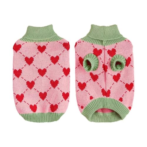 EASTLION Hundepullover,Sweater für Hunde,Rollkragenpullover mit Strickmuster,Wärmender Wintermantel für Hunde,Welpen und Katzen (L,Rosa)