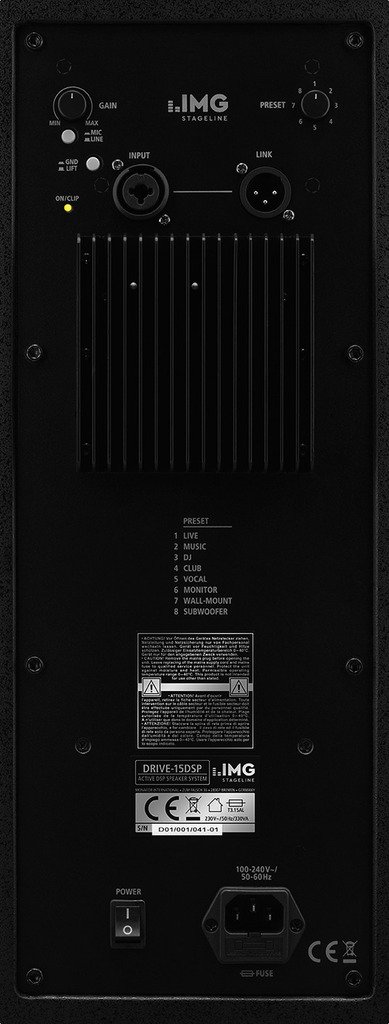 IMG STAGELINE DRIVE-15DSP Aktive Profi-DSP-Lautsprecherbox mit 2-Kanal-Verstärker, 380 W schwarz