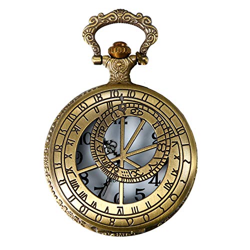 Reloj de bolsillo de latón JewelryWe con relieve de constelaciones y acabado artesanal antiguo