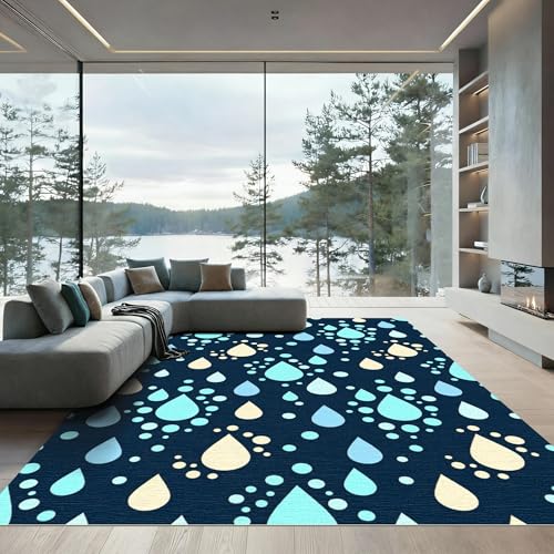 Design&I 5x7 Abstract Machine Washable Area Rug, Non-Slip Blue Durable Carpet, Ideal for for Dining Room, Small Living Room, Bedroom, Low-Pile | Design:[948938]