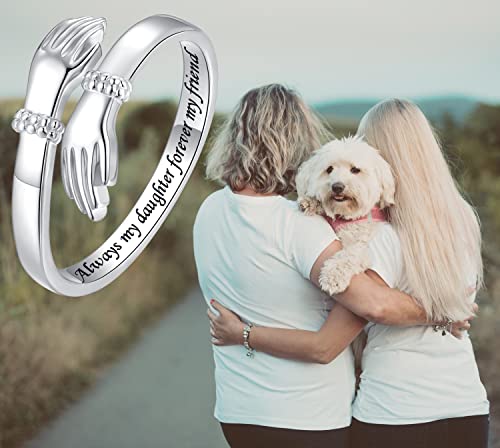 Step Forward Hug Ring for Women Sterling Silver, Adjustable Silver Hand Rings for Her, Birthday Anniversary Christmas Thanksgiving Day Gift Jewelry 6