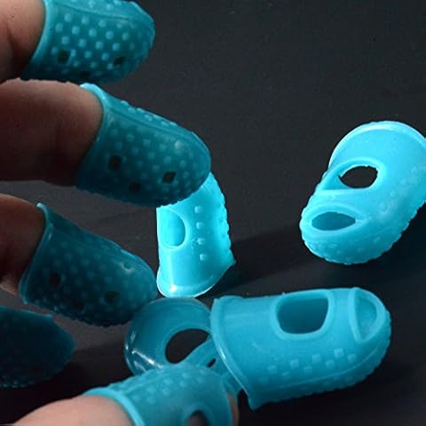Finger Tip Protection - [9-Pack] of Teal Fingers - S (3) / M (3) / L (3) - Great for NonStick Arts & Crafts/Wax Carving/Guitar Players [for Petite Women and Kids] Cover