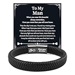 VU100 Gifts for Men Valentines Day Gifts for Him Leather Bracelet for Men To My Man Bracelet I Love You Christams Anniversary Birthday Present for Boyfriend Husband (21.5cm)