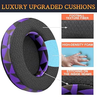 SOULWIT Mesh Fabric Earpads for HyperX Cloud 2/3/1/Flight/Stinger/Stinger2/Core/Pro, CloudX Stinger/Flight Series Headset - Purple Black