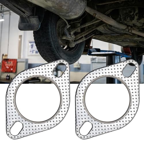 Image of 2.5 Inch 65mm Exhaust Gasket 2 Bolt for Muffler Flange Manifold High Temperature Graphite w /Fire Ring 2 Pcs