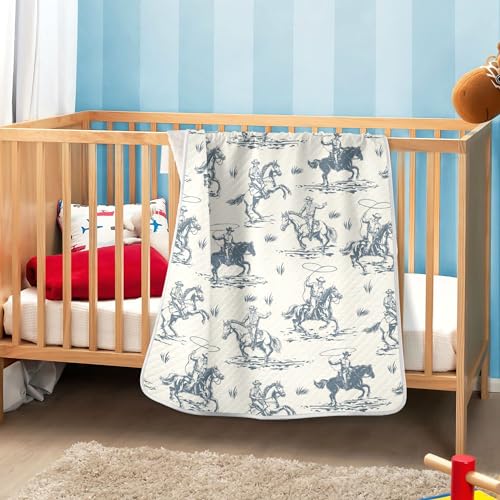 Image of Cowboys Horse Western Baby Blankets Soft Warm Crib Stroller Blanket for Toddler Newborn Girls Boys 30x40in