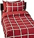 Amazon Basics Twin XL Comforter Set with Sheets, 5-Piece Burgundy Simple Plaid Bedding, Lightweight Microfiber Bed-in-a-Bag