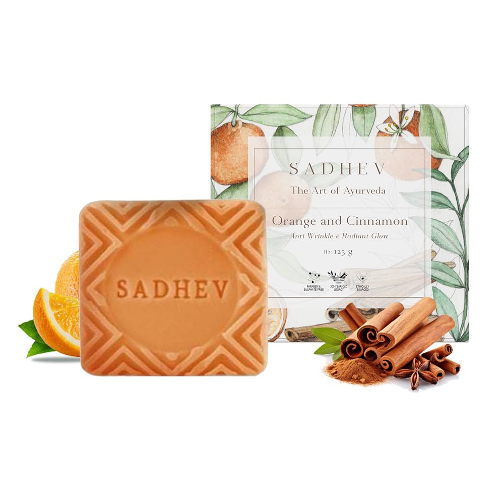 Sadhev Organic Orange & Cinnamon Bathing Soap for Anti-Wrinkle Chemical Free - 125g (Pack of 1)-image-33