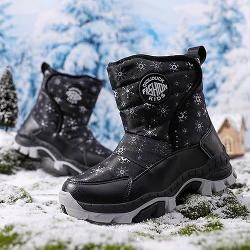 IWIHMIV Girls' Hiking Boots Children's Outdoor Winter Shoes Boys Comfortable Warm Thick Plush Short Boots3
