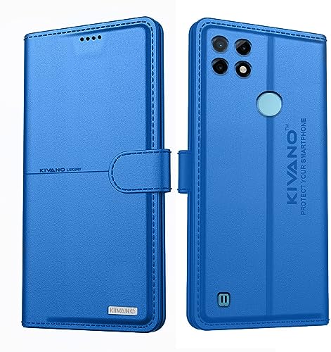 Image of Compatible with Realme C21 Flip Cover | Leather Finish | Inside Pockets & Inbuilt Stand | Shockproof Wallet Style Magnetic Closure Back Cover Case