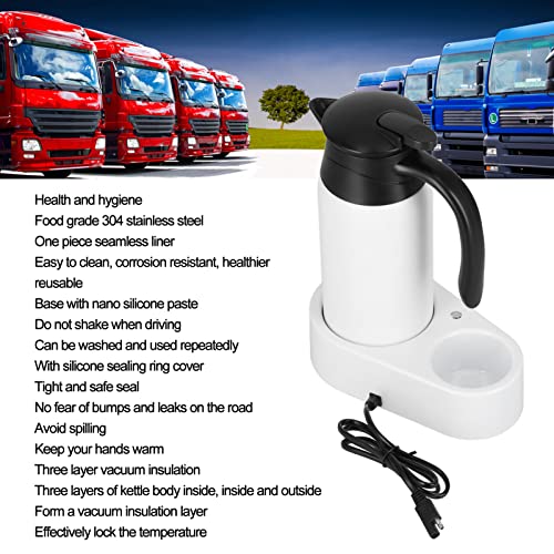 Tetera eléctrica portátil para auto 800ml blanca miniatura 3