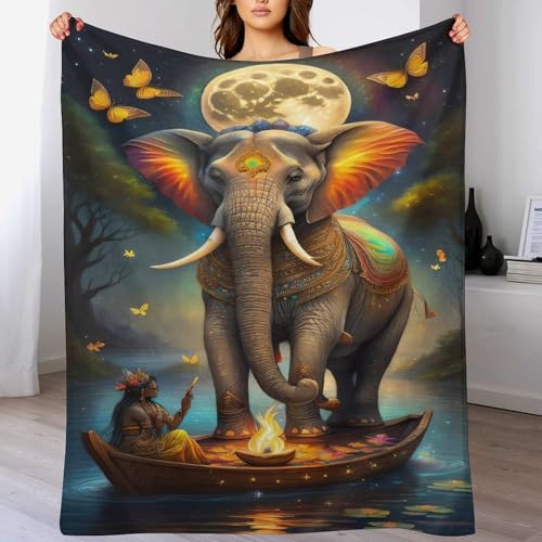 Couverture flanelle éléphant de haute qualité, plaid doux lit double